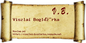 Viszlai Boglárka névjegykártya